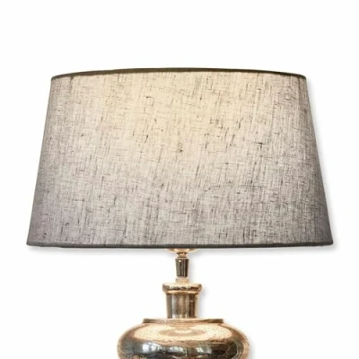 Abbildung von Loberon Lampenschirm Anfor, lichtdurchlässig, für Tisch oder Stehlampen geeignet, passend E27 Fassungen, Wohn Accessoire, Eisen, Leinen, Taupe