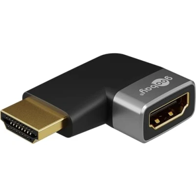 Abbildung von goobay 72010 HDMI Winkeladapter 90 horizontal/Winkelstecker 8K @ 60 Hz und 4K 120 Stecker auf Buchse 48 Gbits Verlängerung Adapter/HDR, ARC, vergoldet