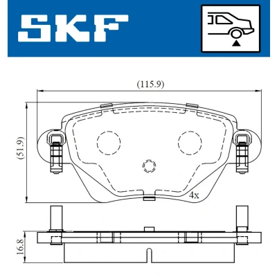 Abbildung von SKF VKBP 90170 Bremsbelagsatz nicht für Verschleißwarnanzeiger vorbereitet FORD: MONDEO 3 Kombi, RENAULT: Kangoo I Rapid