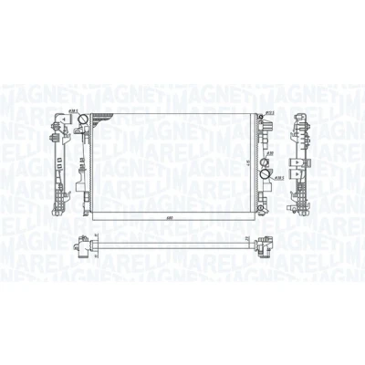 Abbildung von MAGNETI MARELLI 350213955000 Kühler, Motorkühlung 680 378 23 Kühlrippen gelötet MERCEDES BENZ: Viano, Vito Bus, Mixto