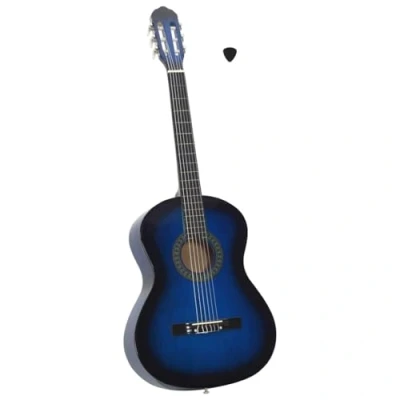Abbildung von vidaXL Lindenholz Klassikgitarre für Anfänger Klassisch Gitarre Konzertgitarre Saiteninstrument Musikinstrument Akustikgitarre Blau 4/4 39&quot;