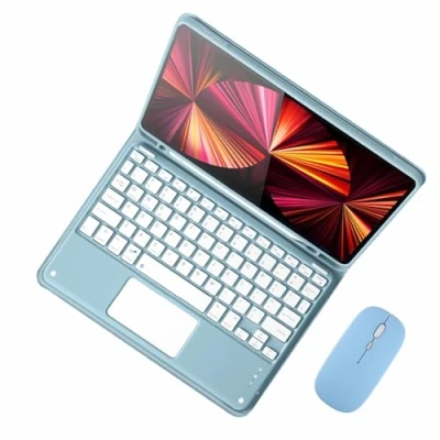 Abbildung von GUPENAA Tastatur Hülle für iPad 10. Generation (10,9 Zoll, 2022) mit Touchpad, Integrierter Bleistifthalter, Magnetische Abnehmbare Kabellose Bluetooth Maus,Blau