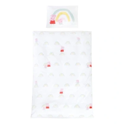 Abbildung von roba Kinderbettwäsche 100 x 135 cm Peppa Pig Bettwäsche für Kinder aus Baumwolle inkl. Kissenbezug 60 40 Motiv der Zeichentrick Serie Weiß / Rosa