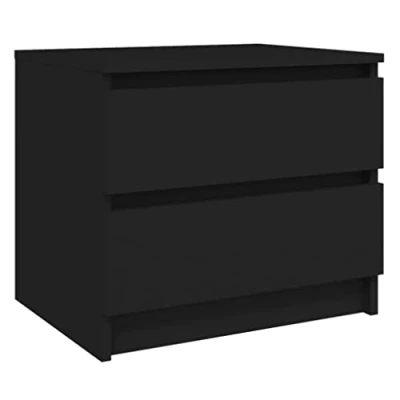 Abbildung von vidaXL Nachttisch mit 2 Schubladen Nachtschrank Nachtkonsole Nachtkommode Schlafzimmer Schrank Kommode Schwarz 50x39x43,5cm Holzwerkstoff