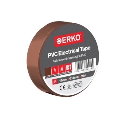Abbildung von ERKO Isolierband Braun PVC 15mm x 10m Elektrische Leitungen Reparatur, Hochflexibel mit starker Klebekraft, Chemiebeständig, Polyvinyl Chlorid, Klebeband Universal
