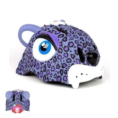 Abbildung von Fahrradhelm für Kinder Lila Leopard Crazy Safety EN1078 Geprüft