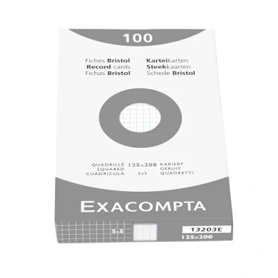 Abbildung von Exacompta 13203E Karteikarten (205q/qm Karton, holzfrei, 125 x 200 mm, kariert, ungelocht) 100er Pack weiß