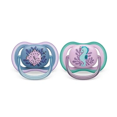 Abbildung von Philips Avent Schnuller Ultra Air 2x leichter, atmungsaktiver für 6 18 Monate ohne Bisphenol A, inkl. Sterilisatoretui (Modell SCF085/61)