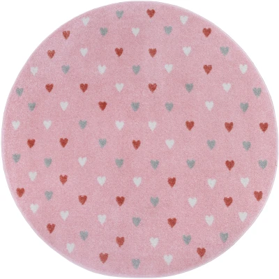 Abbildung von HANSE Home Kinderteppich &quot;Adventures Little Hearts&quot;, rund, Spielteppich, weich, Kinderzimmer, Kurzflor, Spielunterlage, Teppich