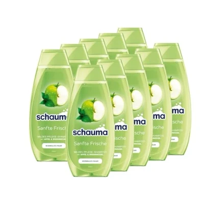 Abbildung von Schauma Schwarzkopf Mildes Pflege Shampoo Sanfte Frische (10x 400 ml), Haarshampoo reinigt gründlich, pflegt &amp; erfrischt, für normales Haar, mit Apfel Brennnessel Extrakt