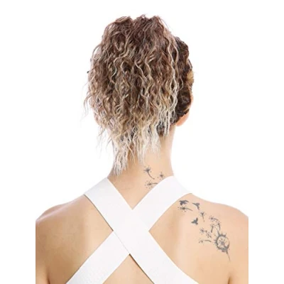 Abbildung von WIG ME UP N67A V 16T33 Haarteil Zopf Pferdeschwanz kurz voluminös lockig Krepplocken gekreppt Afro Kinks Blond Rotbraun Gesträhnt 25 cm