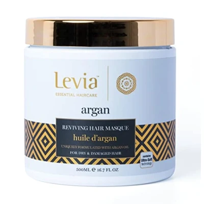 Abbildung von Levia Argan Nourishing Mask Stellt die Vitalität des Haares wieder her Feuchtigkeit &amp; Stärkung Glattes seidiges Haar Arganöl Geeignet für trockenes geschädigtes Cruelty free 500 ml