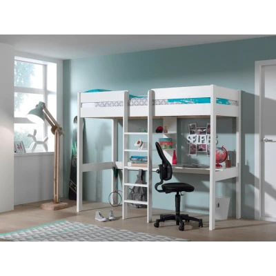 Abbildung von Vipack Hochbett &quot;Pino&quot;, (Made in Europe), mit Schreibplatte und Regal
