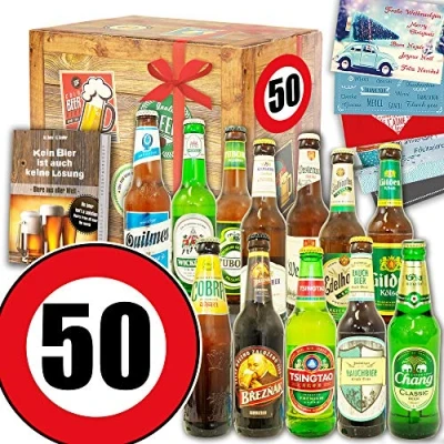 Abbildung von Geschenk 50. 12er Bierbox Welt und DE 50 Geburtstag