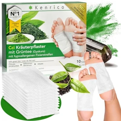 Abbildung von KENRICO Cci Kräuterpflaster mit Grüntee (Gyokuro) [100% natürlich] +EGCG Entgiftungspflaster Detox Entgiftung Pads Füße Pflaster Körper entgiften Fusspflaster Patch