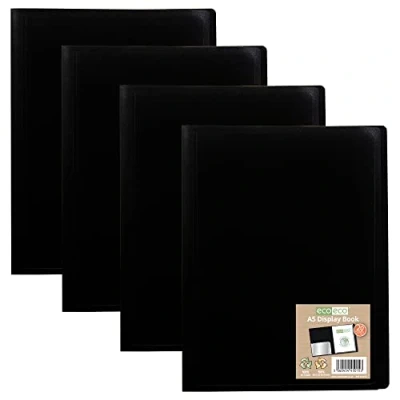 Abbildung von eco Eco015x4 Sichtbuch mit flexiblem Einband, 100% recycelt, 20 Taschen, Schwarz