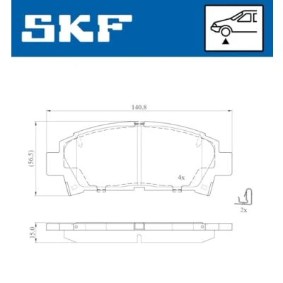 Abbildung von SKF VKBP 80891 A Bremsbelagsatz nicht für Verschleißwarnanzeiger vorbereitet TOYOTA: Avensis I Kombi, Liftback, MR2 II Coupe