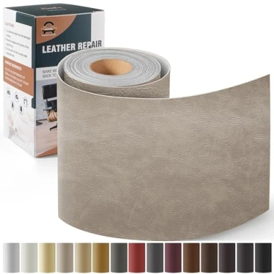 Abbildung von Leder Reparatur Set Neu Grau, OAZ Kunstleder Selbstklebend 10 x 160 cm, Reparaturset Patch Selbstklebende Lederflicken für Autositze Möbel Sofa Taschen