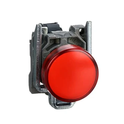 Abbildung von Schneider Electric Harmony XB4 Pilot Kontrollleuchte, Metall, einfarbige Linse, integrierte LED, industrielle Steuerung, 24 V AC/DC, XB4BVB4, rot