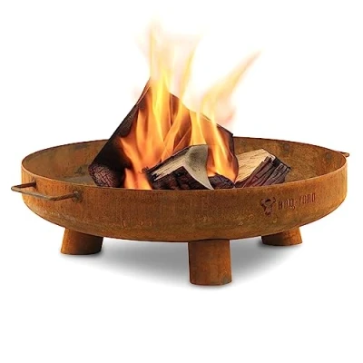 Abbildung von BBQ Toro Feuerschale Ø 60 cm Rostoptik Outdoor Feuerstelle mit DREI Standbeinen und Zwei Griffen Feuerschalen für den Garten, Brennschale, Garden Fire Pit, Bowl, Feuerwanne