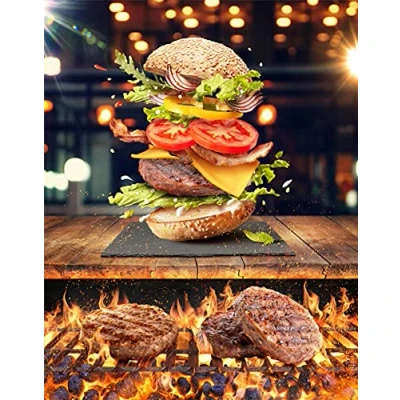 Abbildung von diamond Painting Set Bilder Groß Erwachsene/Kinder Burger Barbecue 5D DIY Diamant Painting,Daiments Full Drill Malen nach Zahlen Malerei Kits Dekoration für Home Wall Round 30x40cm