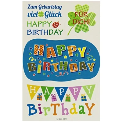 Abbildung von Susy Card Sticker Geburtstag 1.17 3 Bogen selbstklebend, Cellophaniert, metall