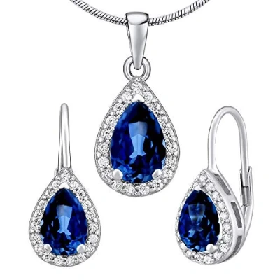 Abbildung von SILVEGO Damen Schmuck Set aus 925 Sterling Silber MONACO mit synthetischem Saphir