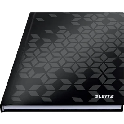 Abbildung von Leitz WOW Notizbuch in A5 Format mit 80 Blatt, Liniert, Elfenbeinfarbiges Papier (90 g/m2), Fester Einband, Schwarz, WOW, 42400095