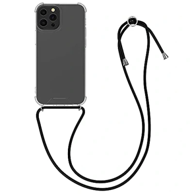 Abbildung von kwmobile Necklace Case kompatibel mit Apple iPhone 13 Pro Hülle Silikon Cover Handykette Band Handyhülle Schwarz Transparent