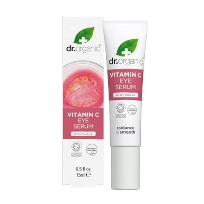 Abbildung von Dr Organic Guave Augenserum, Vitamin C, Aufhellend, Für Männer und Frauen, Natürlich, Vegan, Tierversuchsfrei, Paraben &amp; SLS frei, Zertifiziert Bio, 15ml