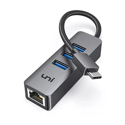 Abbildung von uni USB C Ethernet Adapter 1000Mbps, 3.0 Gigabit Netzwerkadapter aus Aluminium für MacBook Pro/Air, iPad iMac, Surface Pro 7, Chromebook, XPS usw.