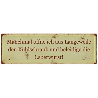Abbildung von Interluxe METALLSCHILD Blechschild Dekoschild MANCHMAL ÖFFNE ICH AUS LANGEWEILE Kühlschrank