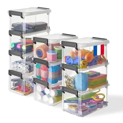 Abbildung von Iris Ohyama, Aufbewahrungsboxen aus Kunststoff mit Deckel und Verschlussclips, 0.7L, 10er Set, Transparent, Stapelbar, für Büro, Schule, Kleinteile, BPA frei, Behälter, Aufbewahrungsbox, LLB 0.7