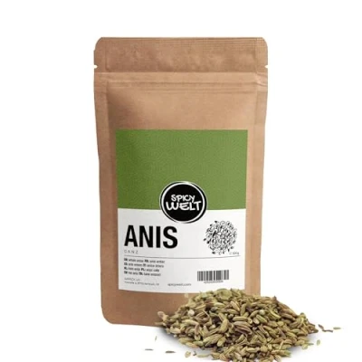 Abbildung von Spicy Welt Anis Ganz (500g) Ganze Anissamen in Premium Qualität für Backen, Tee, Desserts &amp; Gewürzmischungen Süß aromatischer Geschmack 100% Naturrein, Ohne Zusätze