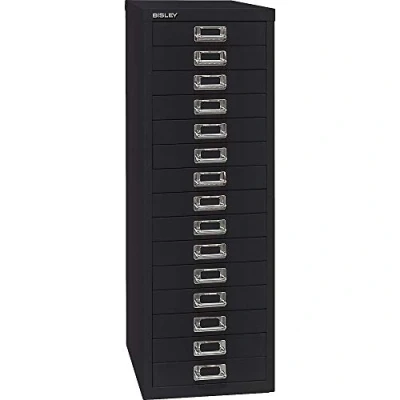 Abbildung von Bisley Schubladenschrank Basis A4 15 Schübe schwarz