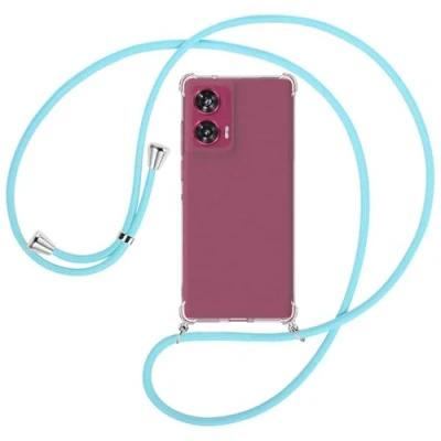 Abbildung von mtb more energy® Handykette kompatibel mit Motorola Edge 50 Fusion 5G (6.7&#039;&#039;) himmelblau/Metallteile: Silber Smartphone Hülle zum Umhängen TPU Case