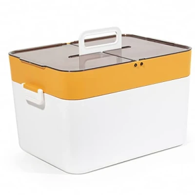 Abbildung von Theo&amp;Cleo Erste Hilfe Box, Medizinbox Gross, Hausapotheke Medikamenten Aufbewahrung XXL, Medizinkoffer, Apothekenbox (Orange)