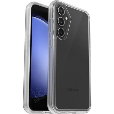 Abbildung von OtterBox Symmetry Clear Hülle für Samsung Galaxy S23 FE, stoßfest, sturzsicher, dünne Schutzhülle, 3x mehr Stürze als nach Militärstandard, Transparent, Keine Einzelhandelsverpackung