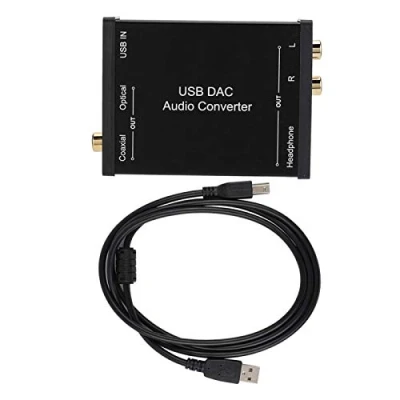 Abbildung von USB Audio Soundkarte, GV 023 DAC Audiokonverter mit Koaxialem/optischem/Stereo Ausgang Soundkarten Adapter Digital zu Analog