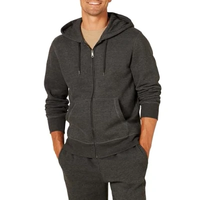 Abbildung von Amazon Essentials Herren Fleece Kapuzenpulli mit durchgehendem Reißverschluss (erhältlich in den Größen Big &amp; Tall), Dunkelgrau Meliert, 4XL Große Tall