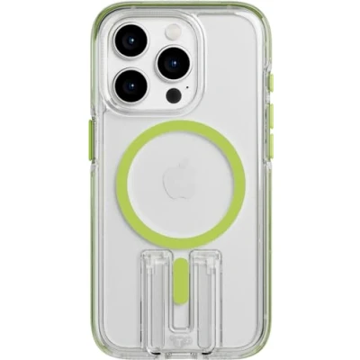 Abbildung von tech21 Evo Crystal Kick Hülle für iPhone 15 Pro Kompatibel mit MagSafe Aufprallschutz Limette