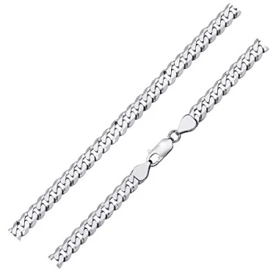 Abbildung von Materia Silberarmband Herren Panzerarmband 6mm diamantiert 18 24cm SA 63, 925 Sterling Silber, rhodiniert