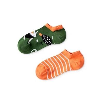 Abbildung von Dedoles Socken Unisex Damen Herren &amp; Kinder Baumwolle viele lustige Designs 1 Paar Geschenk links rechts verschieden, Farbe: Orange, Motiv: Zeit für Sushi Sneakersocken, Gr. 43 46