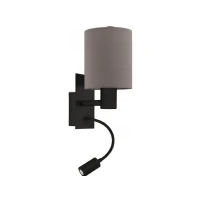 Abbildung von Eglo 900701 Wandleuchte PASTERI Stahl schwarz LED 1X40W;1X3,8W L:15cm H:38cm mit Wippschalter