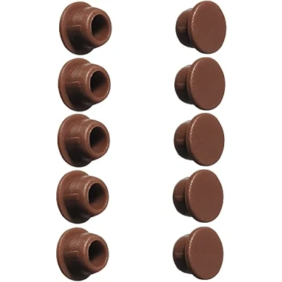 Abbildung von cyclingcolors 10x Abdeckkappen Kunststoff Blindbohrung Stopfen Blindstopfen Abdeckung Möbel (Ø6mm/Braun RAL 8007)