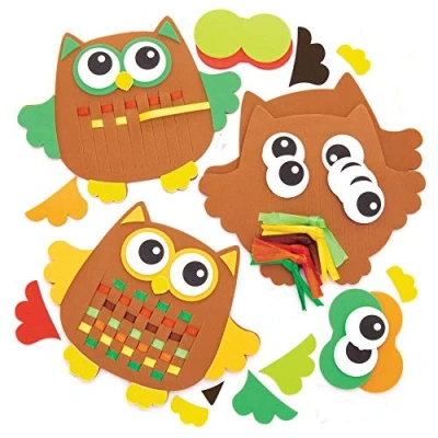 Abbildung von Baker Ross AW852 Eulen Webset, Kunst und Handwerk für Kinder (6 Stück), Sortiert