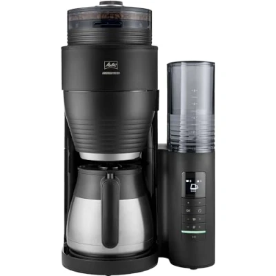 Abbildung von Melitta Kaffeemaschine mit Mahlwerk &quot;AromaFresh Therm Pro X 1030 12 schwarz silber&quot;, 1 l Kaffeekanne, Papierfilter, 1x4