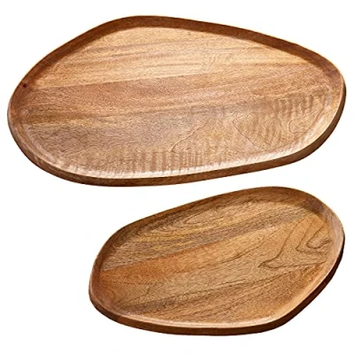 Abbildung von riess ambiente Dekotablett AMAZONAS 56cm natur (2er Set, 1 St), Massivholz · rund Handarbeit Urban Jungle