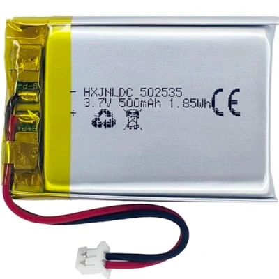 Abbildung von DC 3.7V 500mAh 502535 wiederaufladbare Lithium Polymer Batterie passend für DIY 3.7 5V elektronische Produkte mit eingebautem 2 Draht Batterieaustausch und LED Leuchten