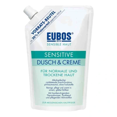 Abbildung von Eubos Sensitive Pflege Dusch &amp; CREME, NACHFÜLLBEUTEL Körperpeeling, Größe: 400 ml, Weiß